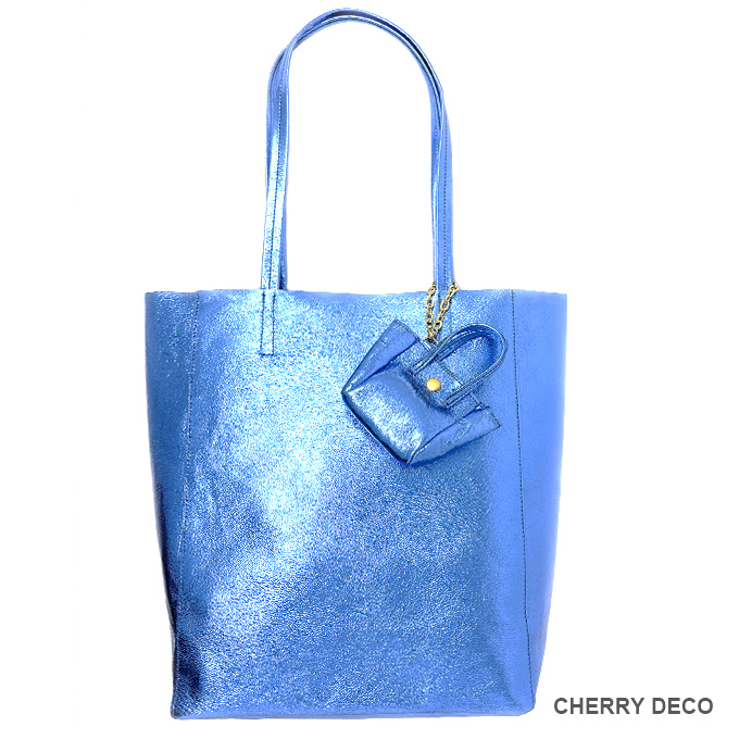 本革Mトート(メタルBlue)の商品画像