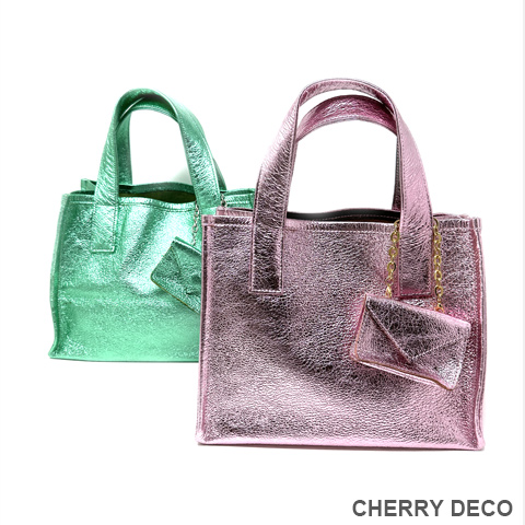 本革 Candy Color Tote (Baby Pink・Peppermint)の商品画像