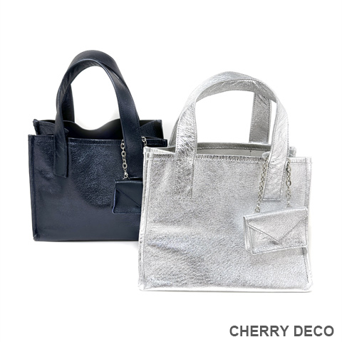 本革 Candy Color Tote (Navy・Silver)の商品画像